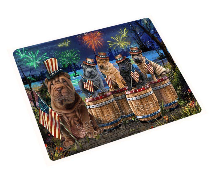 4th of July Independence Day Fireworks Shar Peis at the Lake Blanket BLNKT75558