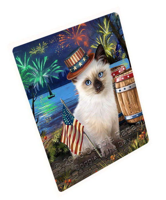 4th of July Independence Day Fireworks Siamese cat at the Lake Large Refrigerator / Dishwasher Magnet RMAG67428