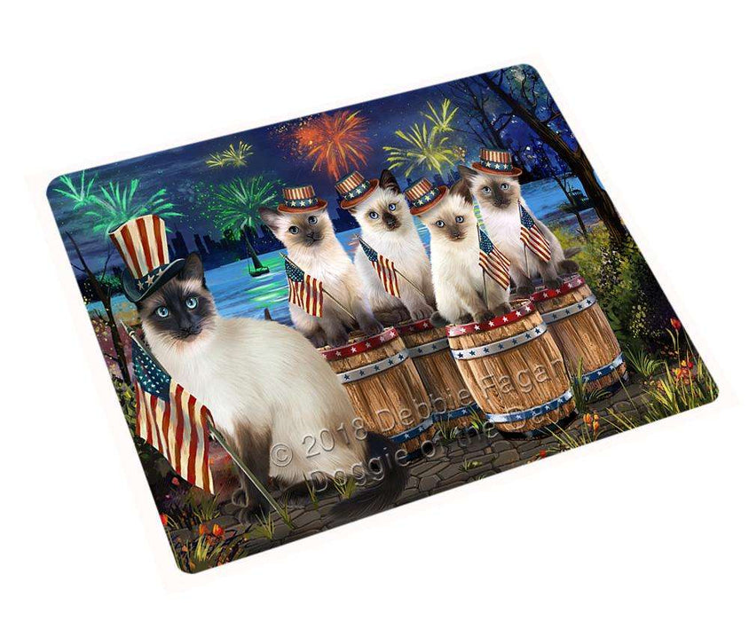 4th of July Independence Day Fireworks Siamese Cats at the Lake Large Refrigerator / Dishwasher Magnet RMAG66372