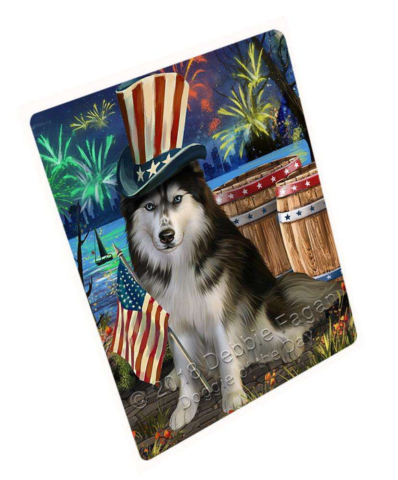 4th of July Independence Day Fireworks Siberian Husky Dog at the Lake Blanket BLNKT75063