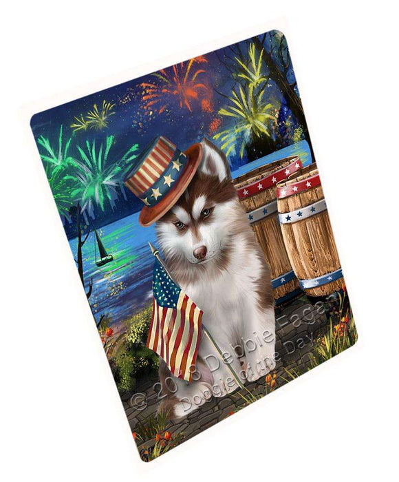 4th of July Independence Day Fireworks Siberian Husky Dog at the Lake Blanket BLNKT75072