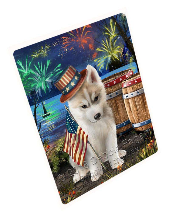 4th of July Independence Day Fireworks Siberian Husky Dog at the Lake Blanket BLNKT75081