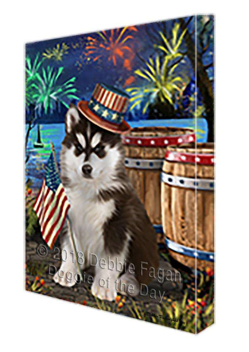 4th of July Independence Day Fireworks Siberian Husky Dog at the Lake Canvas Print Wall Art Décor CVS75599