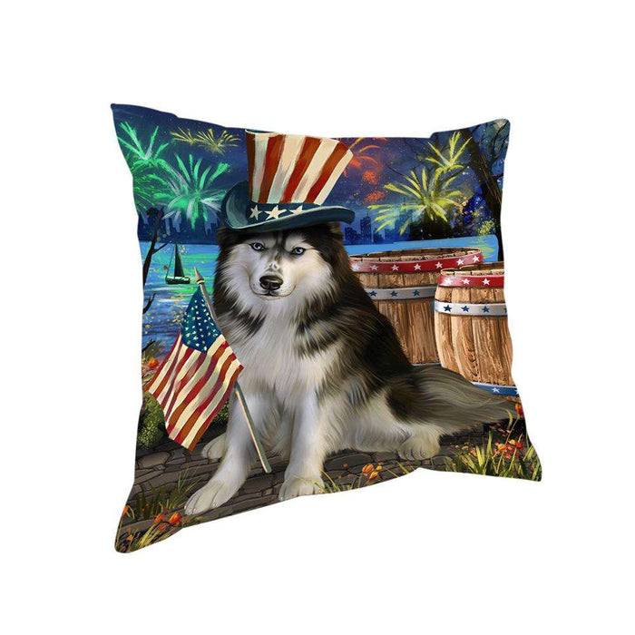 4th of July Independence Day Fireworks Siberian Husky Dog at the Lake Pillow PIL60056