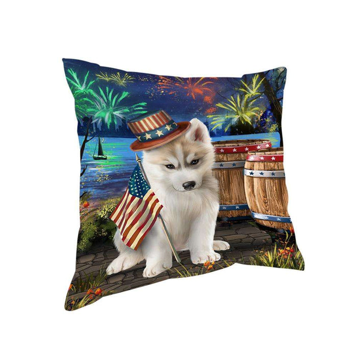 4th of July Independence Day Fireworks Siberian Husky Dog at the Lake Pillow PIL60064