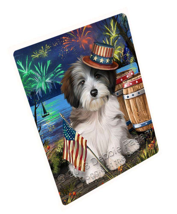 4th of July Independence Day Fireworks Tibetan Terrier Dog at the Lake Blanket BLNKT77187