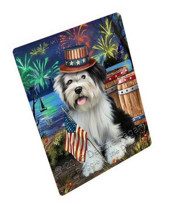 4th of July Independence Day Fireworks Tibetan Terrier Dog at the Lake Blanket BLNKT77214