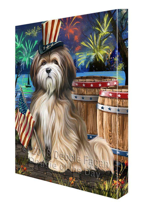 4th of July Independence Day Fireworks Tibetan Terrier Dog at the Lake Canvas Print Wall Art Décor CVS77687