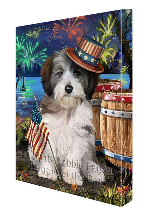 4th of July Independence Day Fireworks Tibetan Terrier Dog at the Lake Canvas Print Wall Art Décor CVS77696