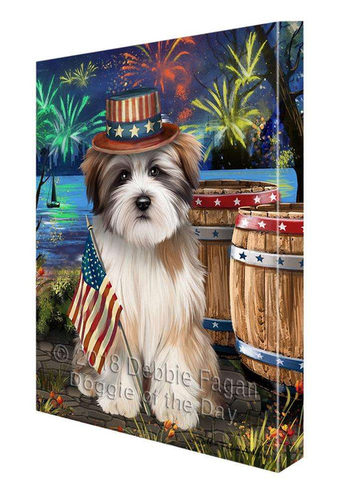 4th of July Independence Day Fireworks Tibetan Terrier Dog at the Lake Canvas Print Wall Art Décor CVS77705