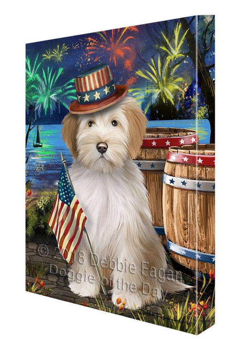 4th of July Independence Day Fireworks Tibetan Terrier Dog at the Lake Canvas Print Wall Art Décor CVS77714