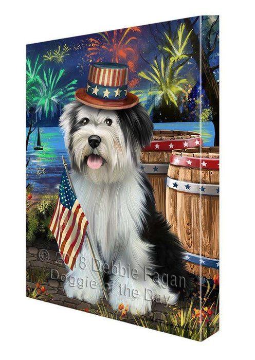 4th of July Independence Day Fireworks Tibetan Terrier Dog at the Lake Canvas Print Wall Art Décor CVS77723