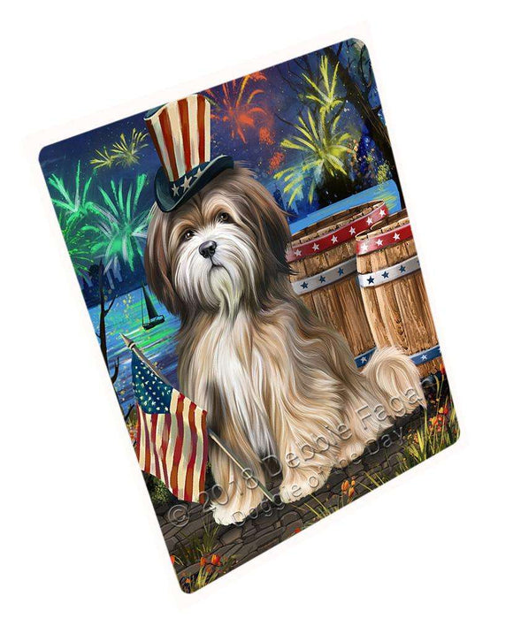 4th of July Independence Day Fireworks Tibetan Terrier Dog at the Lake Large Refrigerator / Dishwasher Magnet RMAG67446