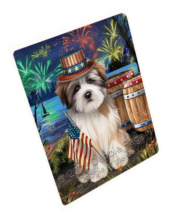 4th of July Independence Day Fireworks Tibetan Terrier Dog at the Lake Large Refrigerator / Dishwasher Magnet RMAG67458