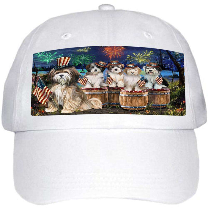 4th of July Independence Day Fireworks Tibetan Terriers at the Lake Ball Hat Cap HAT56901