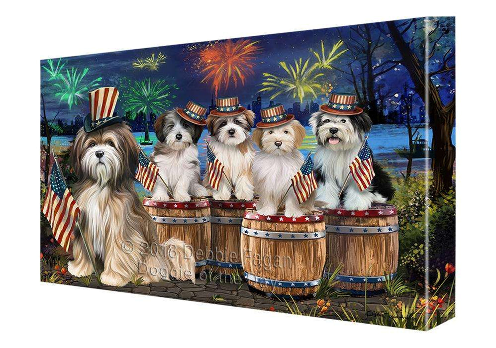 4th of July Independence Day Fireworks Tibetan Terriers at the Lake Canvas Print Wall Art Décor CVS76094