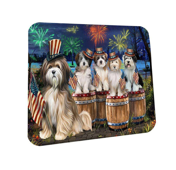 4th of July Independence Day Fireworks Tibetan Terriers at the Lake Coasters Set of 4 CST51015