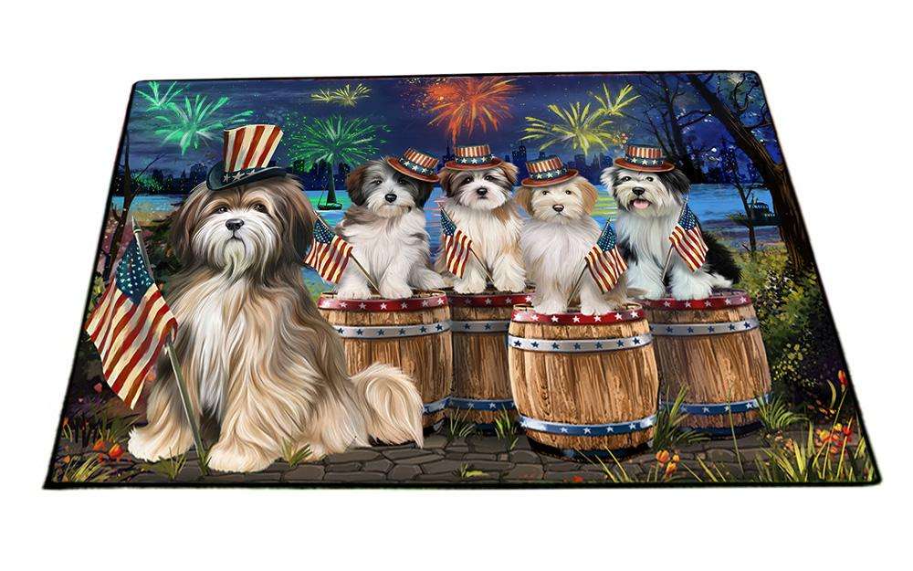 4th of July Independence Day Fireworks Tibetan Terriers at the Lake Floormat FLMS50994