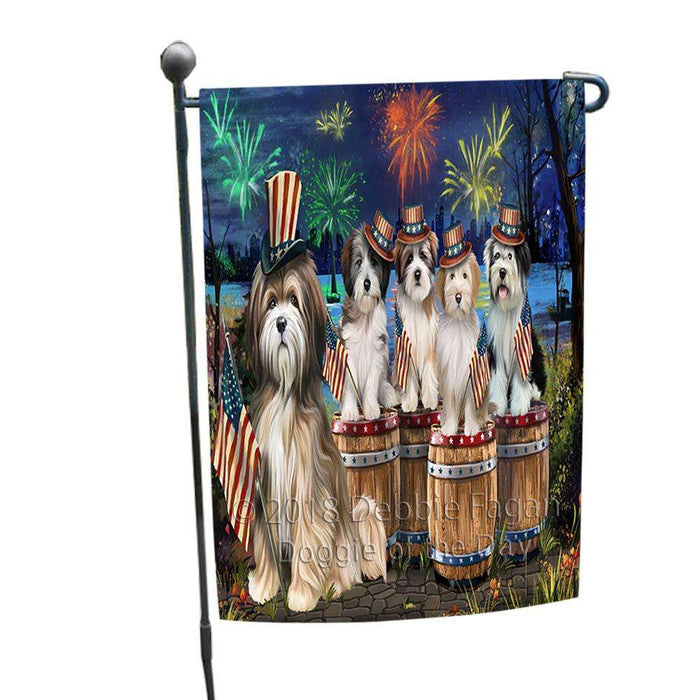 4th of July Independence Day Fireworks Tibetan Terriers at the Lake Garden Flag GFLG50978