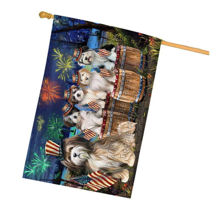 4th of July Independence Day Fireworks Tibetan Terriers at the Lake House Flag FLG51114