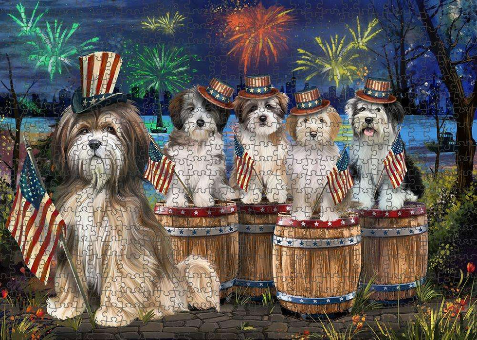 4th of July Independence Day Fireworks Tibetan Terriers at the Lake Puzzle with Photo Tin PUZL57030