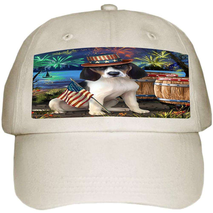 4th of July Independence Day Fireworks Treeing Walker Coonhound Dog at the Lake Ball Hat Cap HAT57450