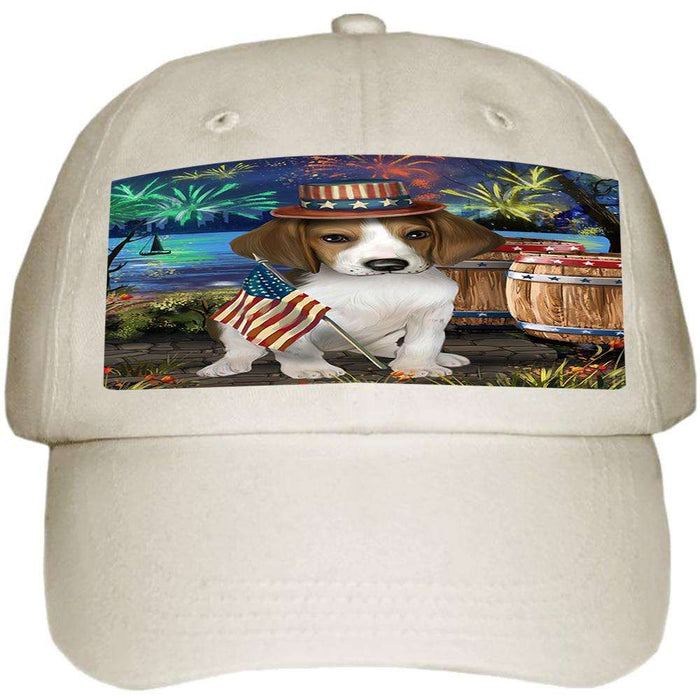 4th of July Independence Day Fireworks Treeing Walker Coonhound Dog at the Lake Ball Hat Cap HAT57453