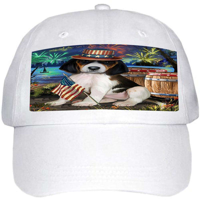 4th of July Independence Day Fireworks Treeing Walker Coonhound Dog at the Lake Ball Hat Cap HAT57459