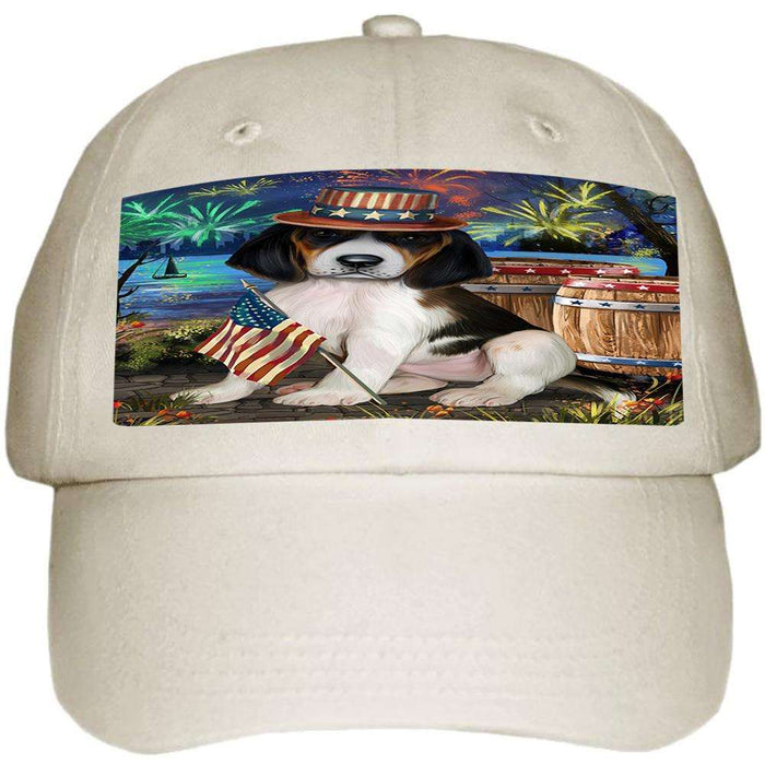 4th of July Independence Day Fireworks Treeing Walker Coonhound Dog at the Lake Ball Hat Cap HAT57459