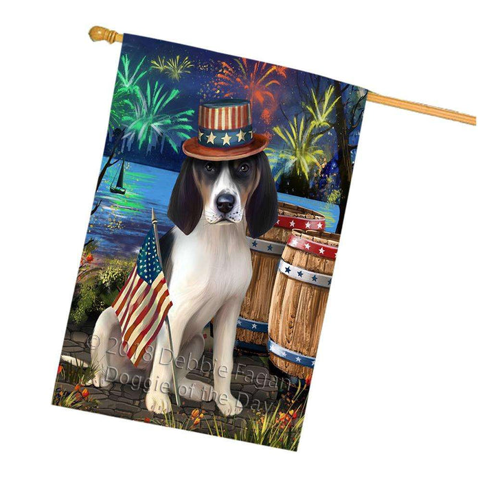 4th of July Independence Day Fireworks Treeing Walker Coonhound Dog at the Lake House Flag FLG51297