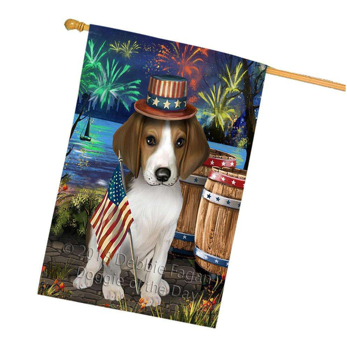 4th of July Independence Day Fireworks Treeing Walker Coonhound Dog at the Lake House Flag FLG51298