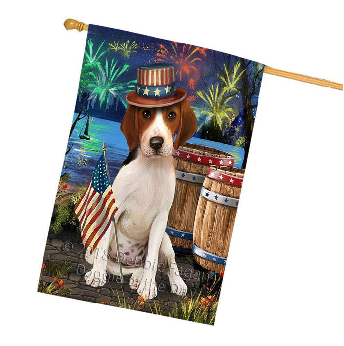 4th of July Independence Day Fireworks Treeing Walker Coonhound Dog at the Lake House Flag FLG51299