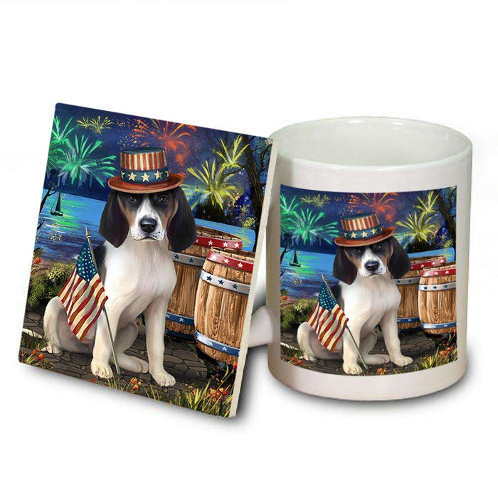 4th of July Independence Day Fireworks Treeing Walker Coonhound Dog at the Lake Mug and Coaster Set MUC51231