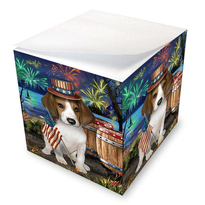 4th of July Independence Day Fireworks Treeing Walker Coonhound Dog at the Lake Note Cube NOC51240