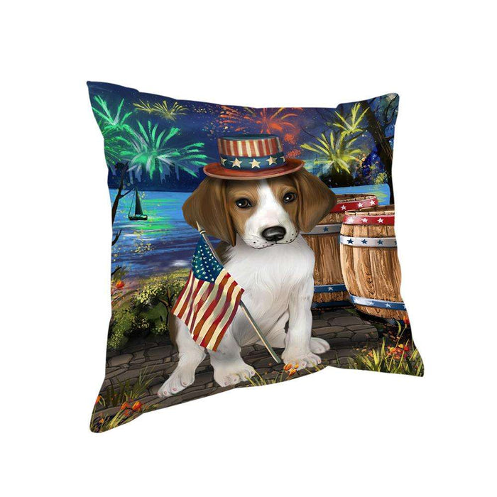 4th of July Independence Day Fireworks Treeing Walker Coonhound Dog at the Lake Pillow PIL61024