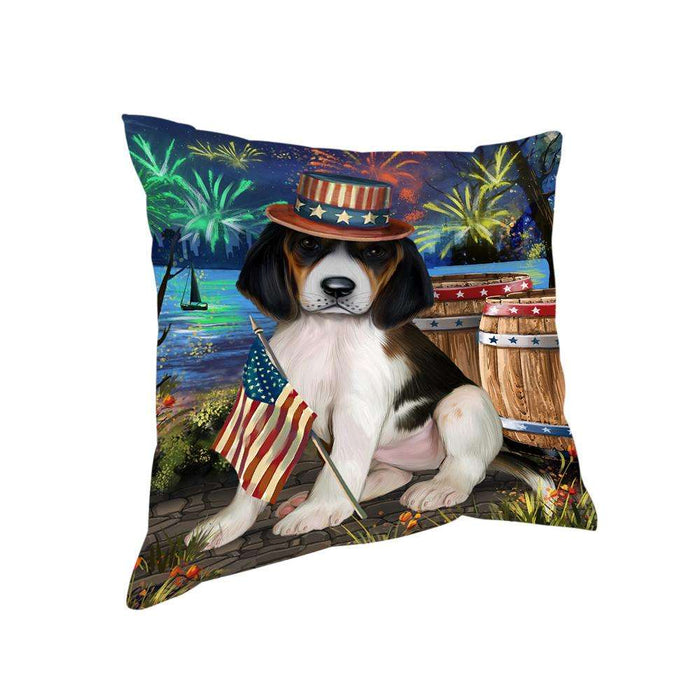 4th of July Independence Day Fireworks Treeing Walker Coonhound Dog at the Lake Pillow PIL61032