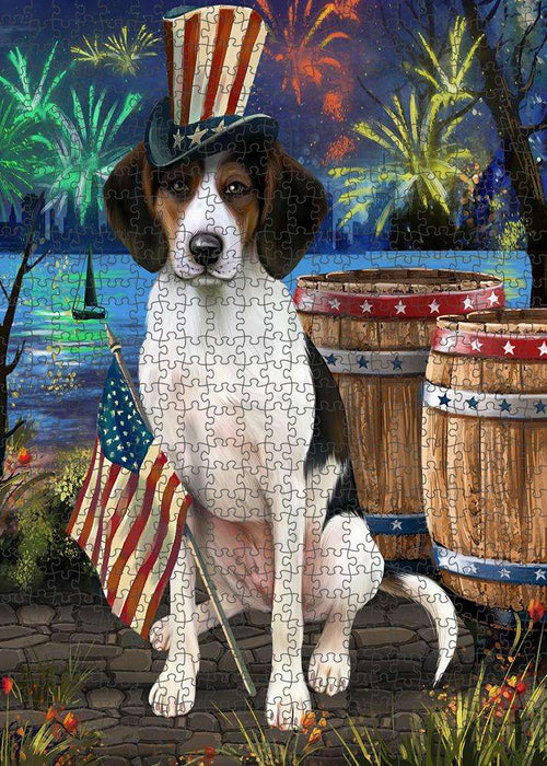 4th of July Independence Day Fireworks Treeing Walker Coonhound Dog at the Lake Puzzle with Photo Tin PUZL57576