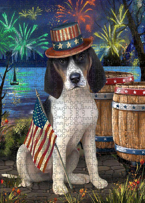 4th of July Independence Day Fireworks Treeing Walker Coonhound Dog at the Lake Puzzle with Photo Tin PUZL57579