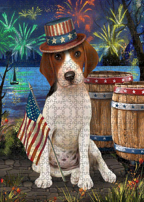 4th of July Independence Day Fireworks Treeing Walker Coonhound Dog at the Lake Puzzle with Photo Tin PUZL57585