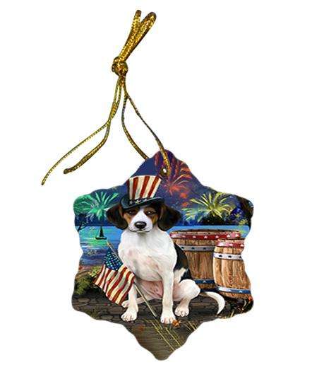 4th of July Independence Day Fireworks Treeing Walker Coonhound Dog at the Lake Star Porcelain Ornament SPOR51230