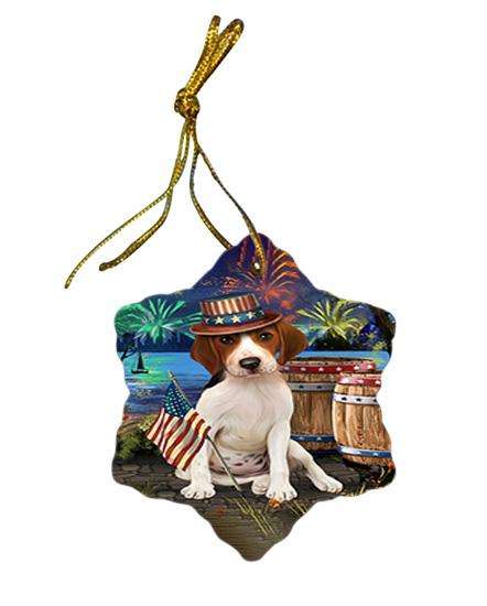 4th of July Independence Day Fireworks Treeing Walker Coonhound Dog at the Lake Star Porcelain Ornament SPOR51233