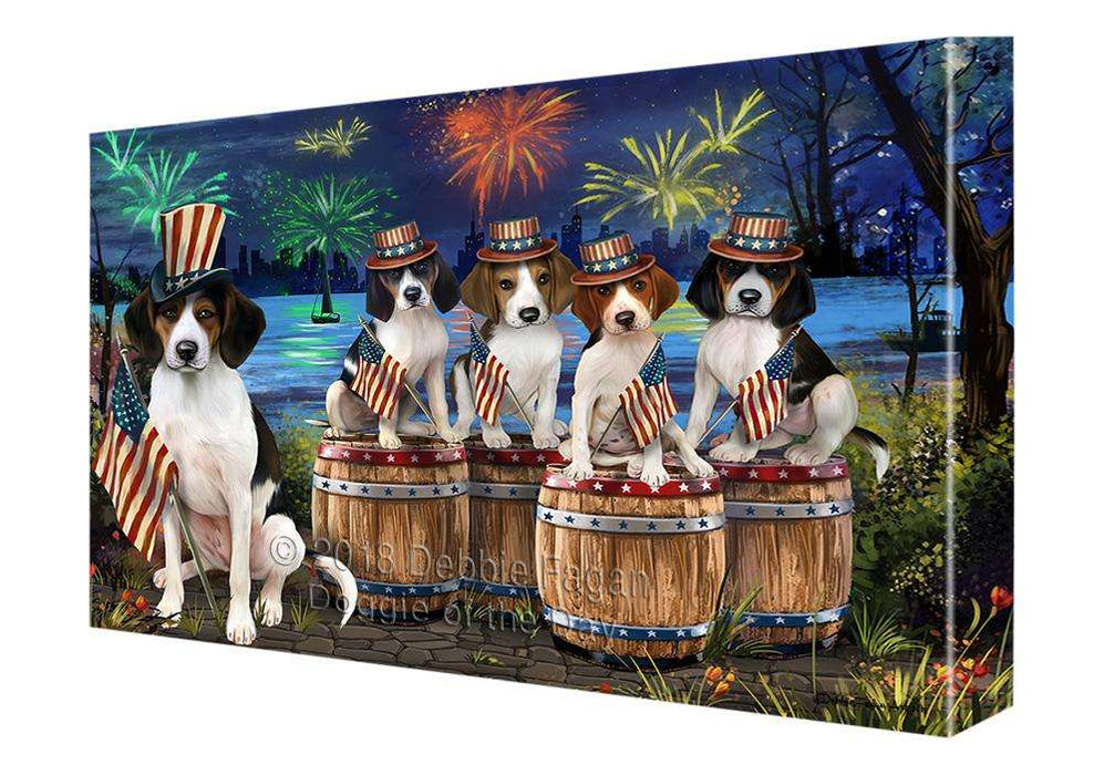 4th of July Independence Day Fireworks Treeing Walker Coonhounds at the Lake Canvas Print Wall Art Décor CVS76103