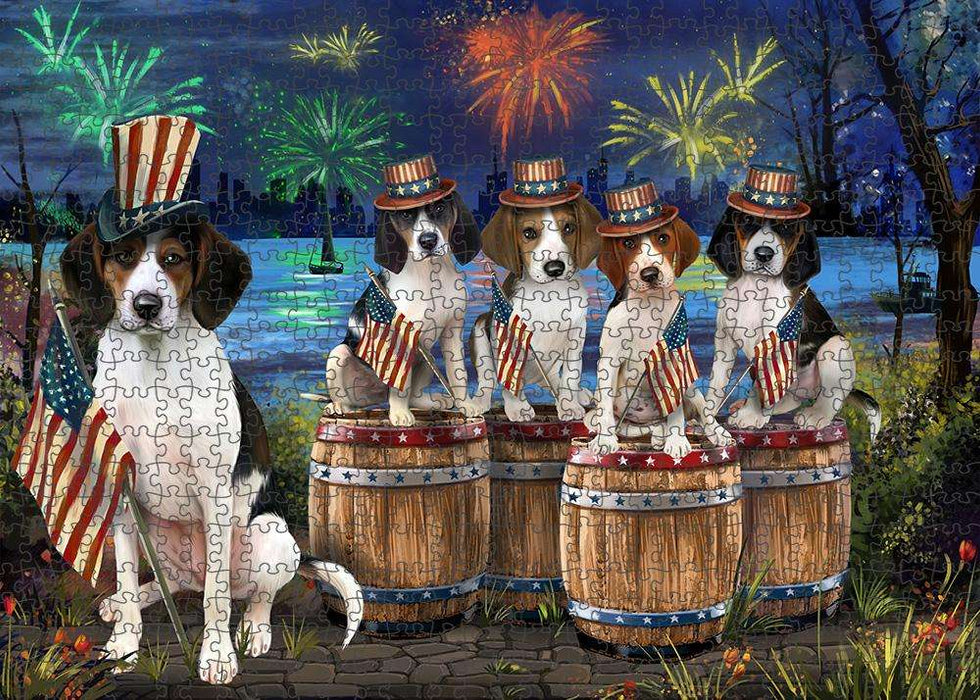 4th of July Independence Day Fireworks Treeing Walker Coonhounds at the Lake Puzzle with Photo Tin PUZL57033