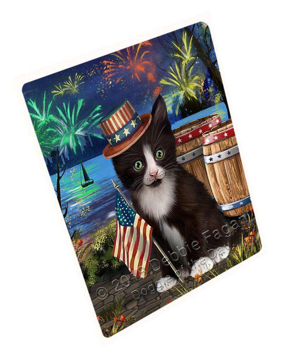 4th of July Independence Day Fireworks Tuxedo Cat at the Lake Blanket BLNKT77295