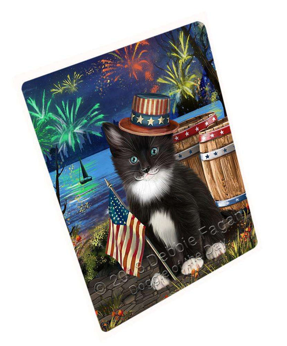 4th of July Independence Day Fireworks Tuxedo Cat at the Lake Blanket BLNKT77304