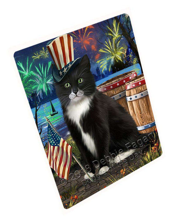 4th of July Independence Day Fireworks Tuxedo Cat at the Lake Cutting Board C57753