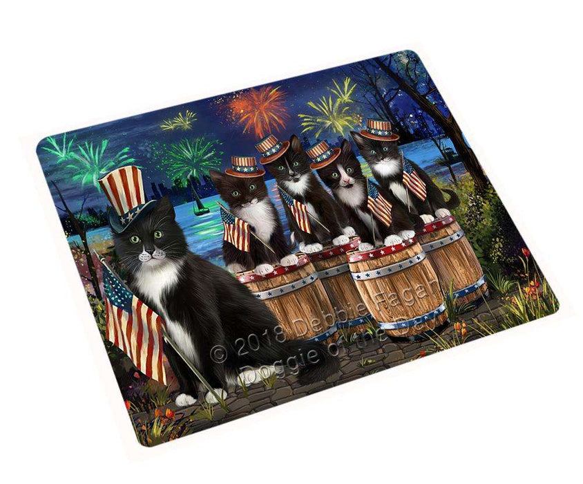 4th of July Independence Day Fireworks Tuxedo Cats at the Lake Blanket BLNKT75603