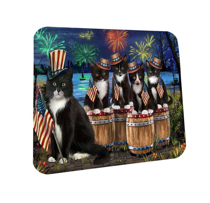 4th of July Independence Day Fireworks Tuxedo Cats at the Lake Coasters Set of 4 CST51017