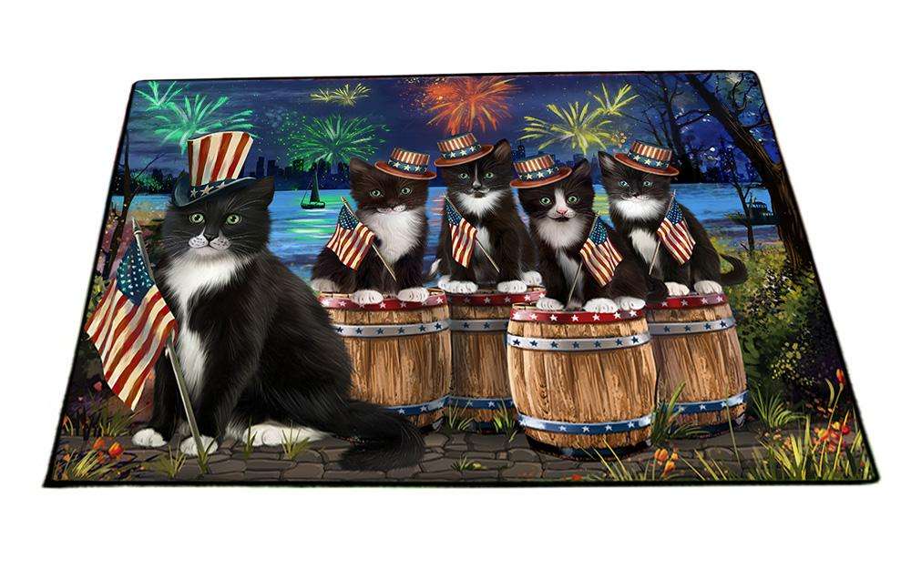 4th of July Independence Day Fireworks Tuxedo Cats at the Lake Floormat FLMS51000