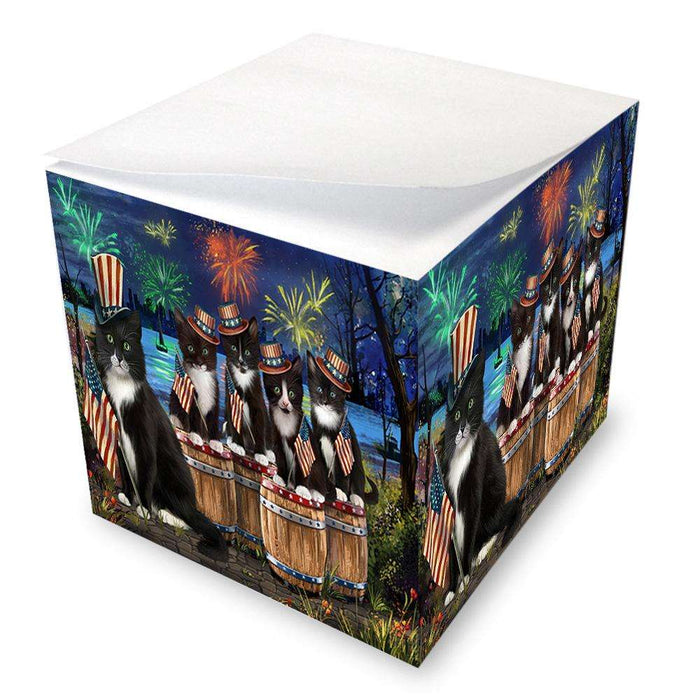 4th of July Independence Day Fireworks Tuxedo Cats at the Lake Note Cube NOC51058